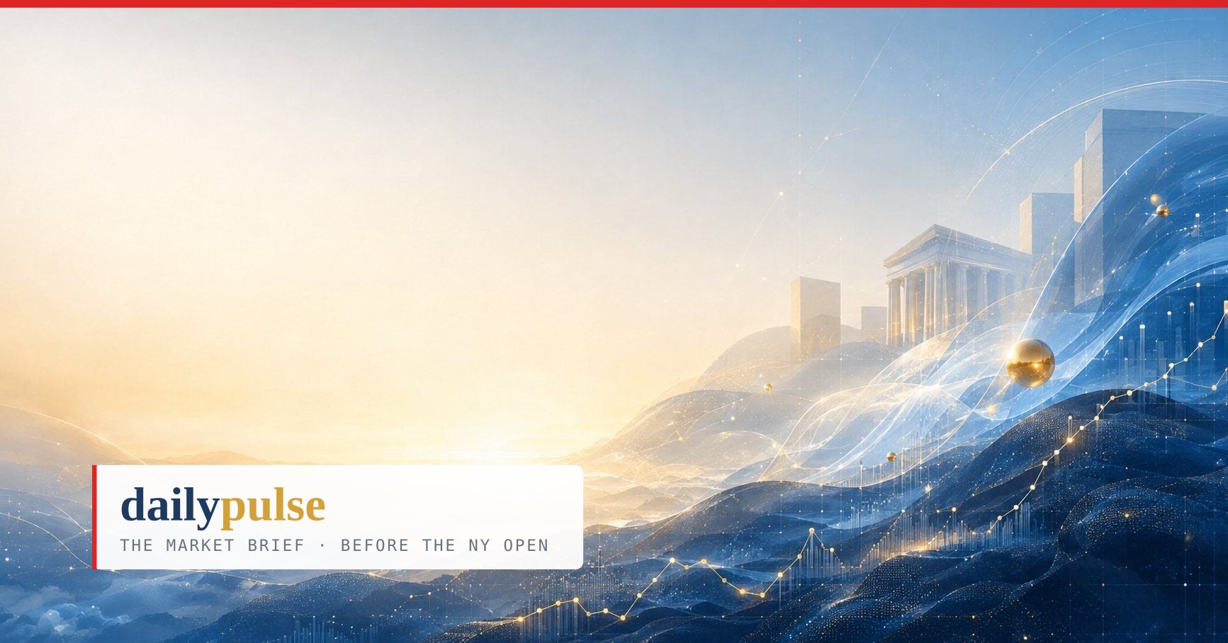 Daily Pulse cover — classical columns and a golden sphere under light waves: three central banks tightening, yields rising in the US, Europe and Japan